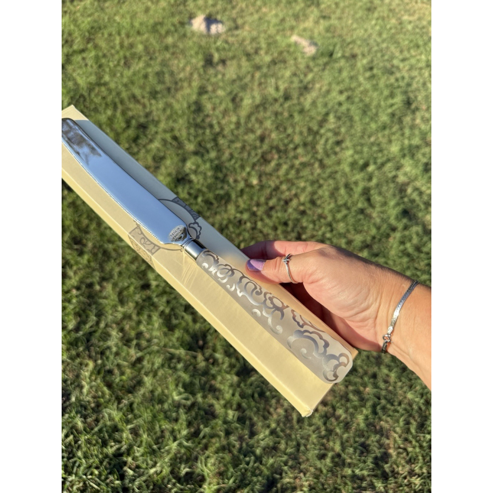 Lenox Heiress Cake Knife - Floral Scroll, Frosted Handle, Wedding, Serving Piece